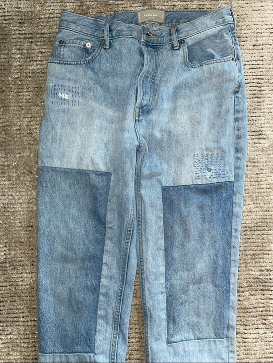 Everlane Denim - Everlane Two-Tone Patch and hand stitch mend cropped Jeans